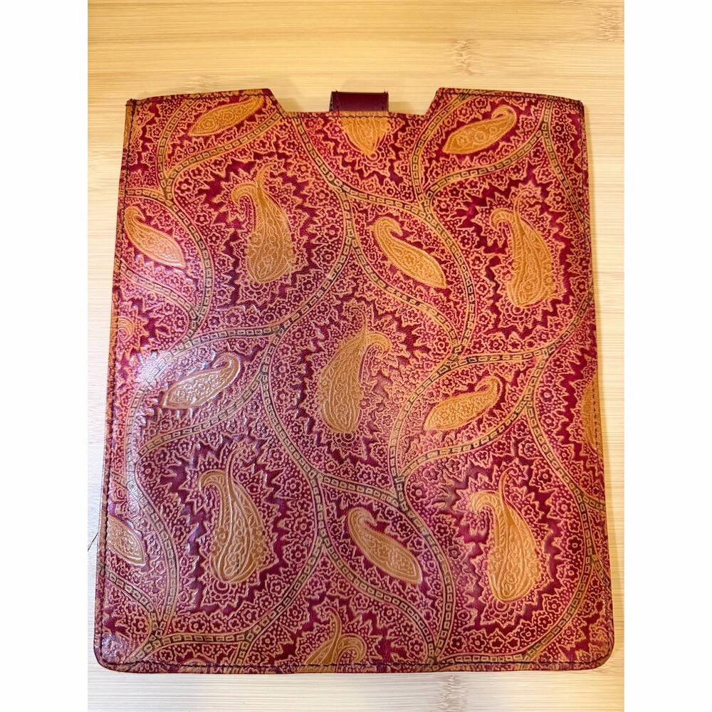 Burgundy Paisley Tablet Sleeve iPad Case Snap Tab Closure Slim Lightweight - Picture 2 of 4